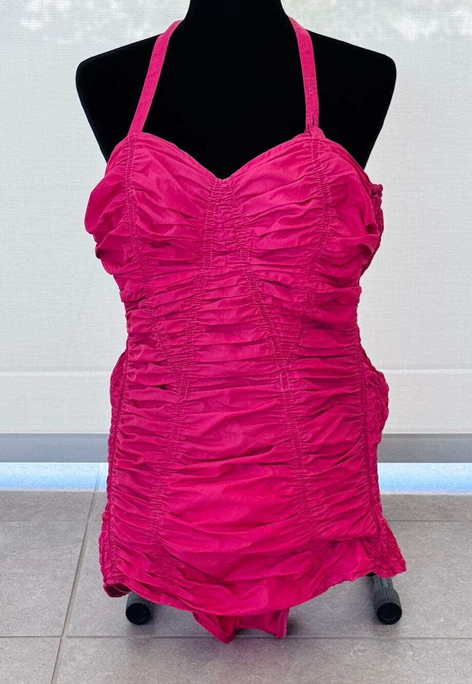 Vintage 1950s Bathing Suit Pinup Girl OS Hot Pink EUC